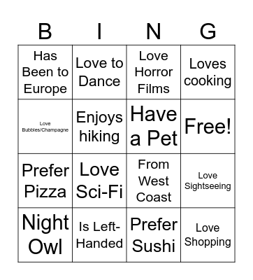 Wine Down Bingo Card