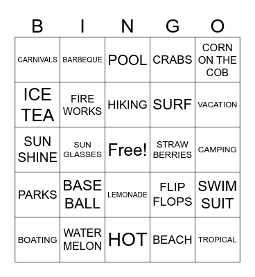 SUMMER Bingo Card