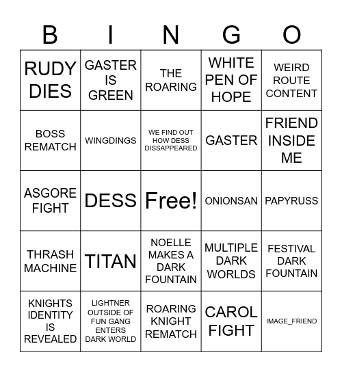 DELTARUNE CHAPTER 5 Bingo Card