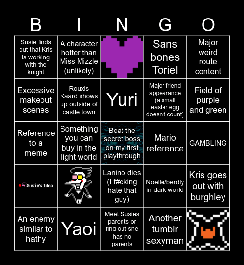 Deltarune Chapter 5 Bingo Card