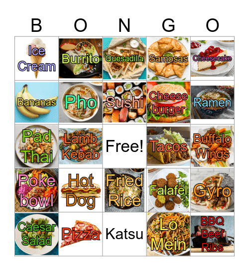 Food Bongo Bingo Card