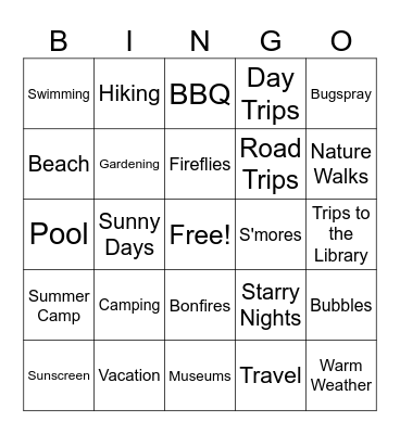 Summer Kick-off Bingo Card
