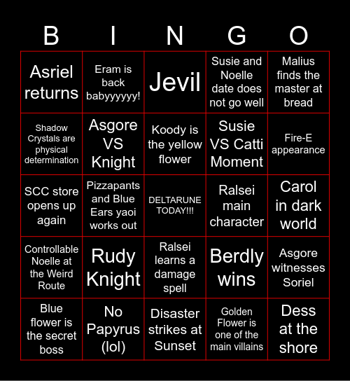 MY DELTARUNE Bingo Card