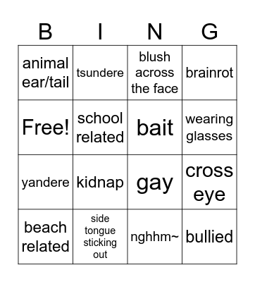 gacha Bingo Card