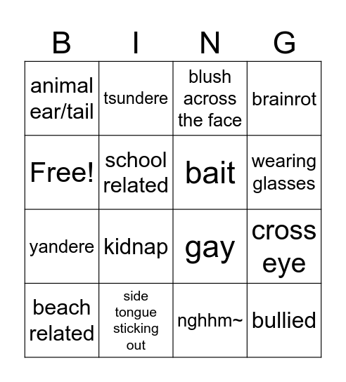 gacha Bingo Card