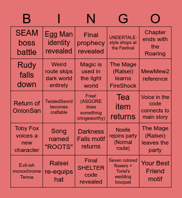 DELTARUNE CHAPTER 5! Bingo Card