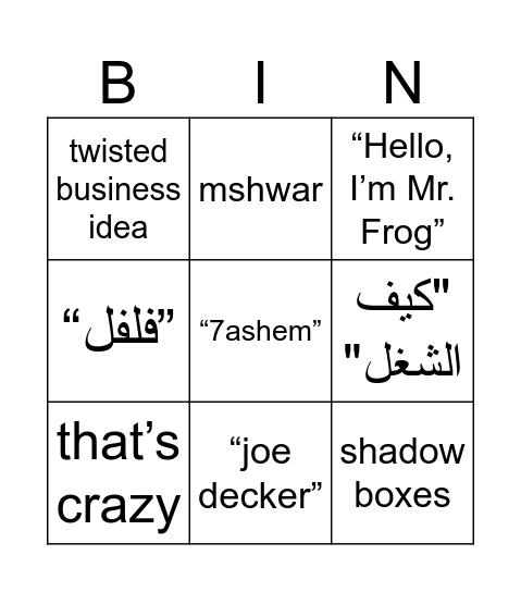 BILA Bingo Card