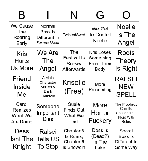 ch 5 bingo #2 (snow) Bingo Card