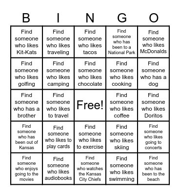 Find Someone Who... Bingo Card