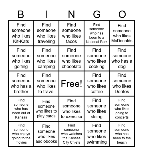 Find Someone Who... Bingo Card