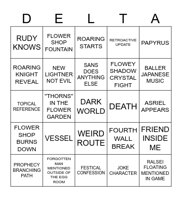 DELTARUNE Bingo Card
