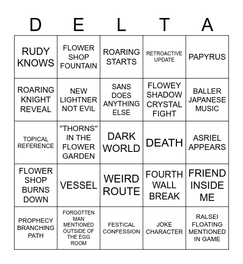 DELTARUNE Bingo Card