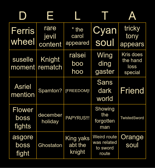 the rune bingo Card
