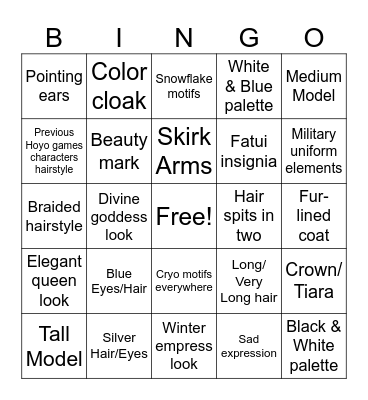 Tsaritsa Speculation Appearance Bingo Card