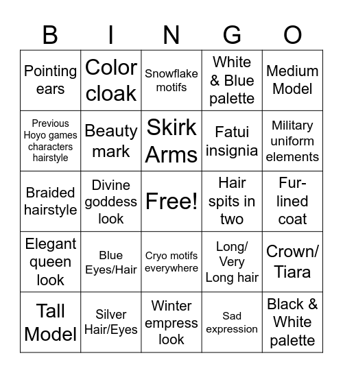 Tsaritsa Speculation Appearance Bingo Card