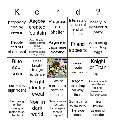 Chapter 5: The Kerdly Begins Bingo Card