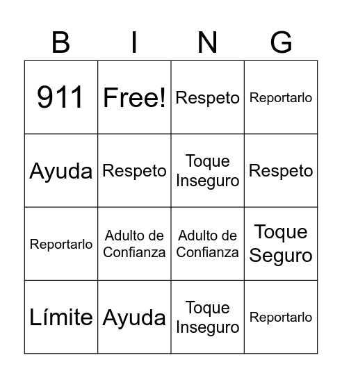 PSA Bingo Card