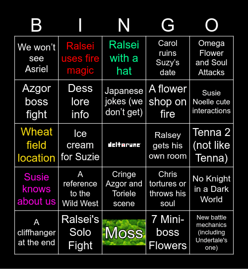 Giffest's DELTARUNE chapter 5 Bingo Card