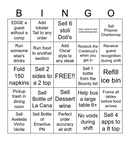 SERVER BINGO Card