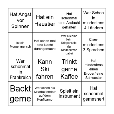 Jugendteam Bingo Card