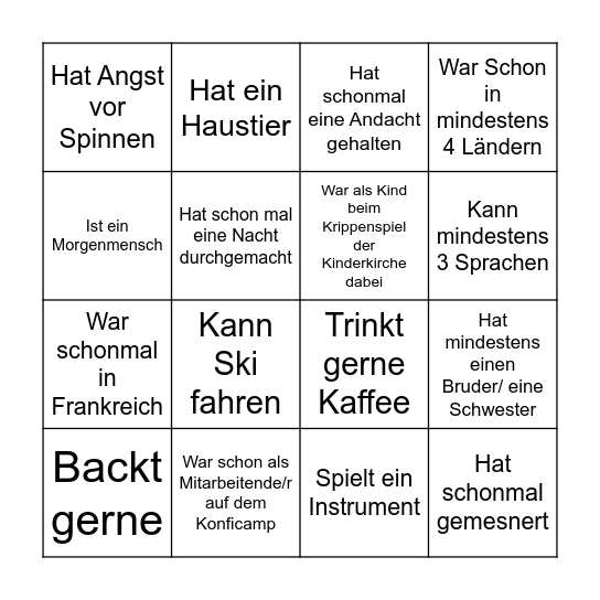Jugendteam Bingo Card
