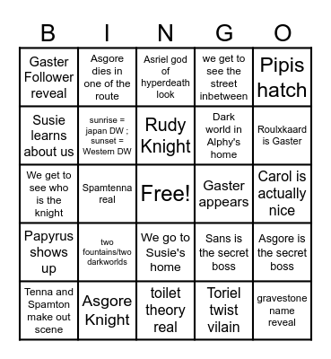 DELTARUNE CHAPTER 5 Bingo Card