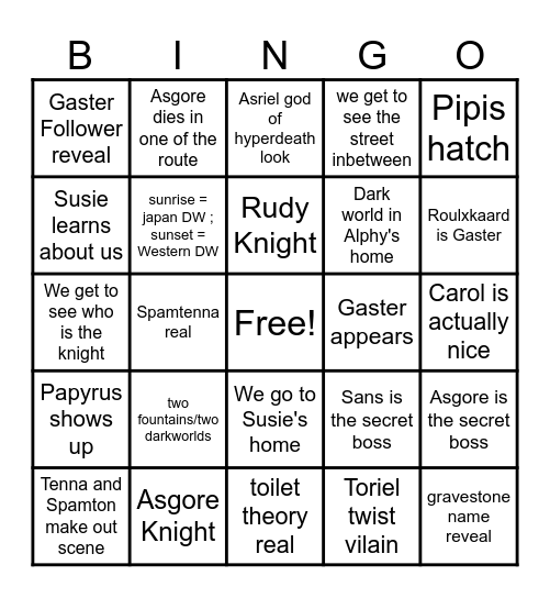 DELTARUNE CHAPTER 5 Bingo Card