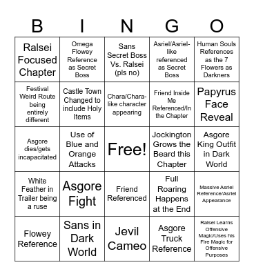 Deltarune Ch. 5 Bingo Card