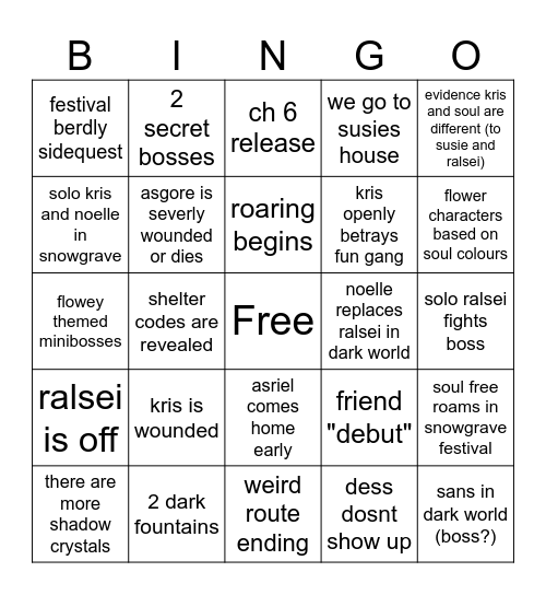 DELTARUNE CHAP5 BINGO Card