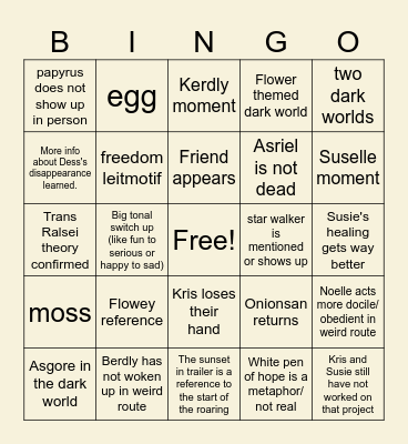 Chapter Five Bingo Card