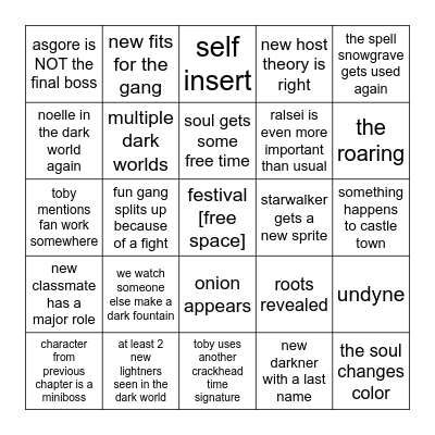deltarune chapter 5 Bingo Card