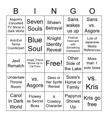 DELTARUNE Çeptır beş Bingo Card