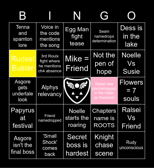 Deltarune Chapter 5 Bingo Card