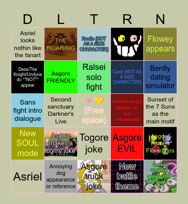 DELTARUNE Chapter 5 Bingo Card