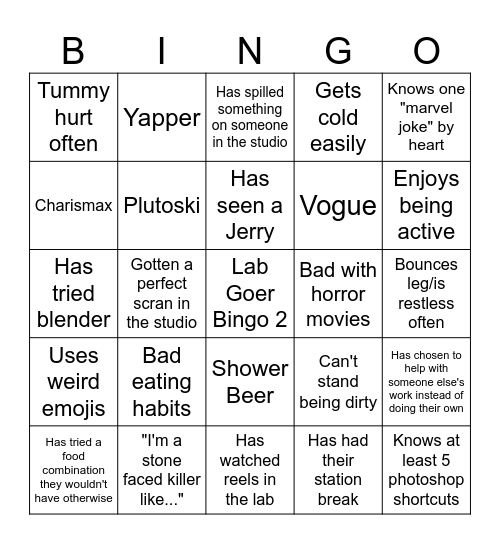The Lab Goer Bingo 2 Bingo Card