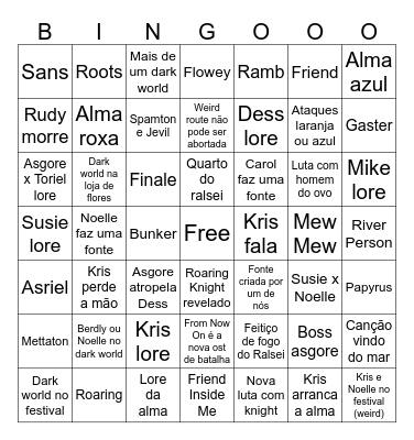 Deltarune cap 5 Bingo Card