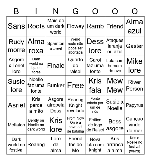 Deltarune cap 5 Bingo Card
