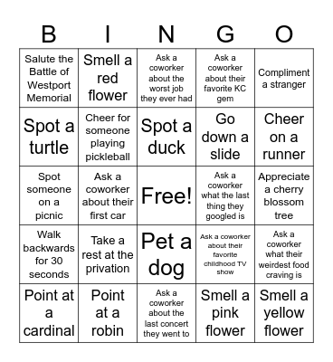 UERC Loose Park Bingo Card