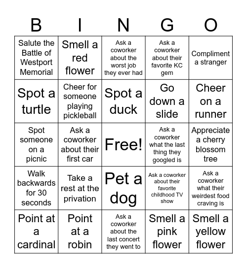 UERC Loose Park Bingo Card
