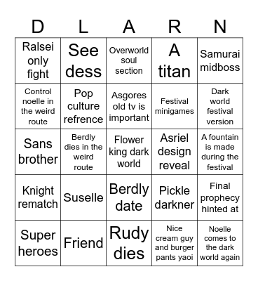Chapter 5 Bingo Card