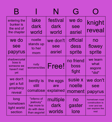 deltarune chapter 5 Bingo Card