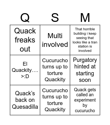 Quack event Bingo Card