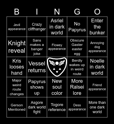 Deltarune Chapter 5 Bingo Card