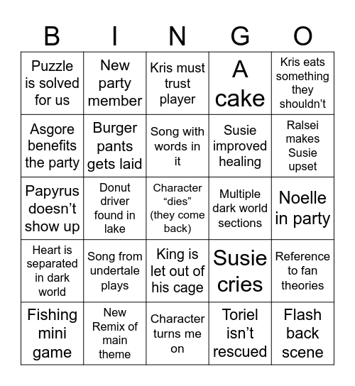 DELTARUNE Bingo Card