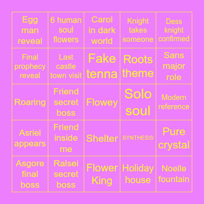 Deltarune Bingo Card