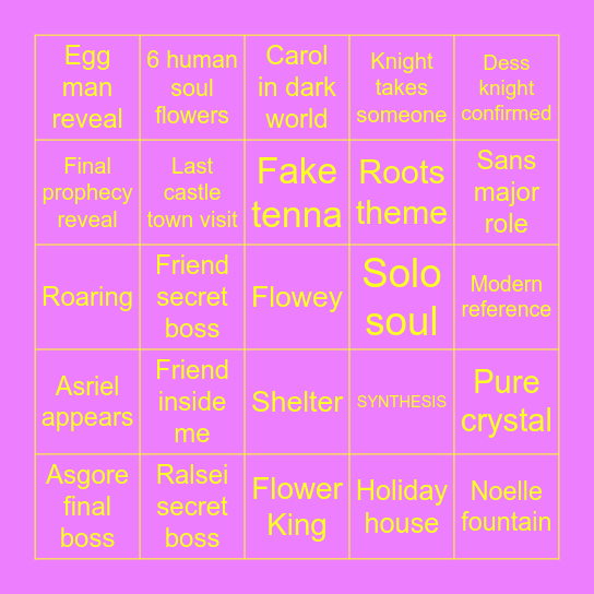 Deltarune Bingo Card