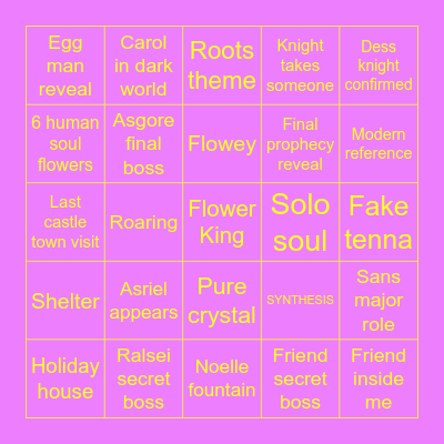 Deltarune Bingo Card