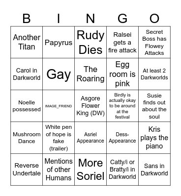 SMELTARUNE CHAPER 5 Bingo Card
