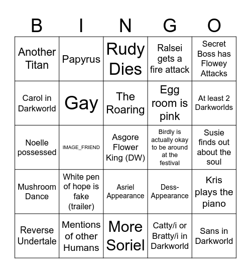 SMELTARUNE CHAPER 5 Bingo Card