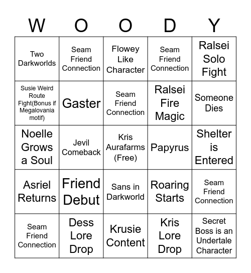 DELTARUNE CHAPTER 5 Bingo Card